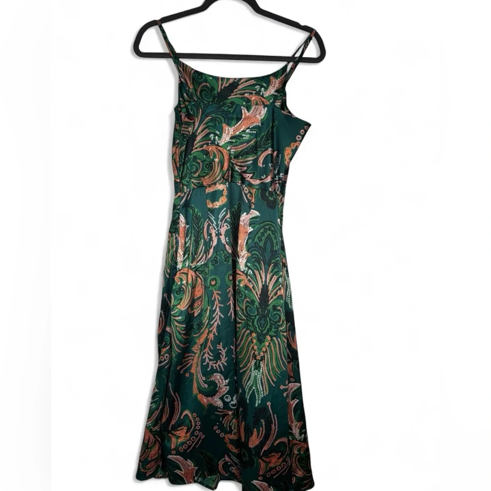 ✅ Sundayup satin midi green floral - Picture 3 of 6